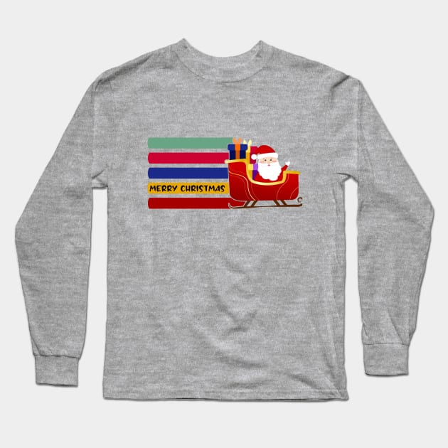 Merry Christmas Santa Sleigh rainbow Long Sleeve T-Shirt by PersianFMts